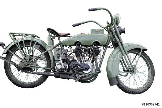 Picture of Retro Motorcycle isolated on white background with clipping path